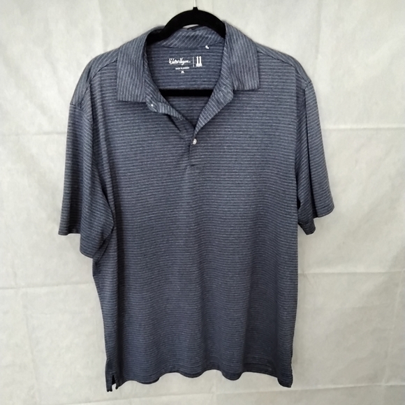 Walter Hagen men's golf shirt size XL light grey with dark stripes, - Picture 2 of 5